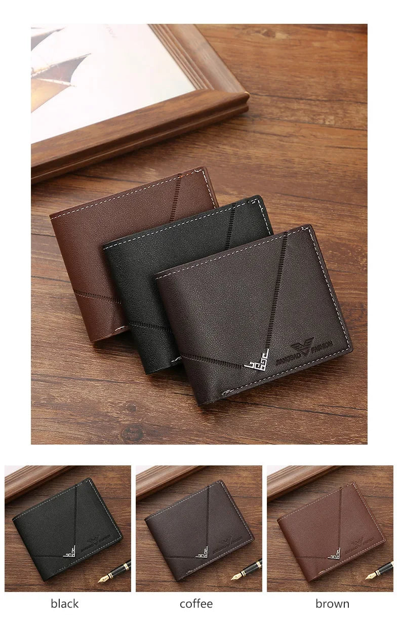 Slim Leather Wallet for Men RFID Blocking Bifold Front Pocket Wallet Minimalist Credit Card Holder Cash Money Clip