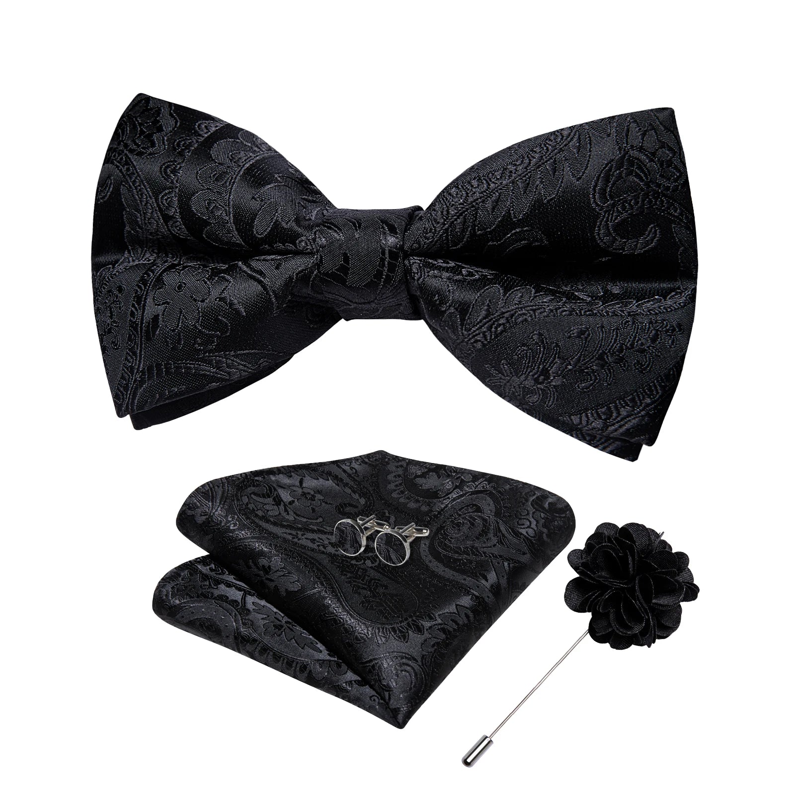 Wedding Bow Tie for Men Classic Red Pre-tied Bowtie Cufflinks Corsage Set for Party Butterfly Knot Gift Man Accessories