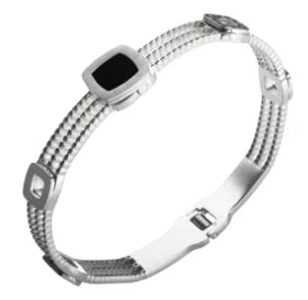 Beads Punk Gold Plated Thick Textured Open Bracelet Bangle for Women Men Trendy Stainless Steel Metal Bracelets