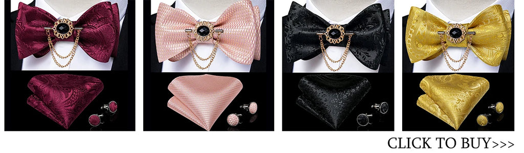 Wedding Bow Tie for Men Classic Red Pre-tied Bowtie Cufflinks Corsage Set for Party Butterfly Knot Gift Man Accessories