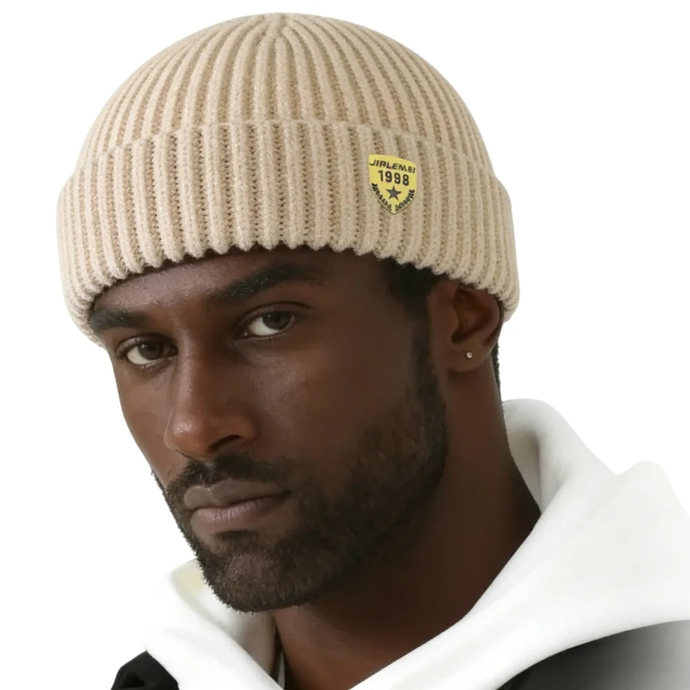 Knitted Hats for Men Women Roll Up Edge Skull Melon Cap Winter Spring Solid Warm Landlord Casual Hip Hop Beanie Hat