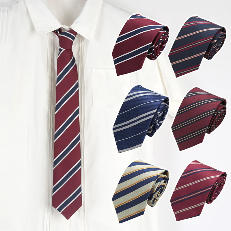 Fashion Necktie for Men Women Tie 7cm Casual Striped Preppy Style Slim Girls JK Neck Tie Wedding Gravatas Accessories Corbatas
