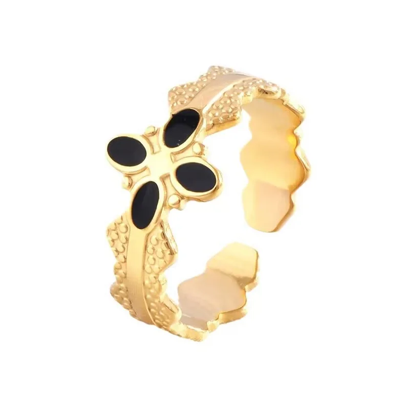 High End Waterproof Hollow Stainless Steel Finger Ring Trendy for Women Personalize Jewelry Wholesale
