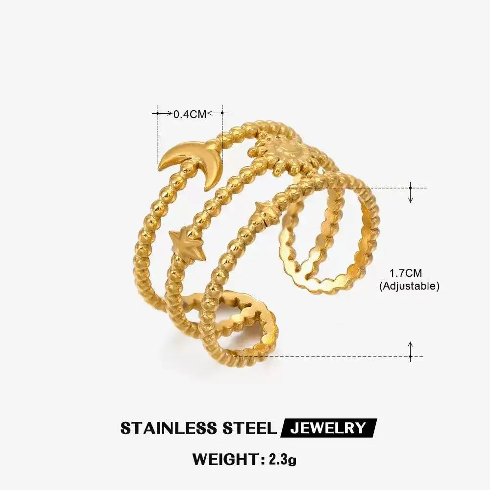 High End Waterproof Hollow Stainless Steel Finger Ring Trendy for Women Personalize Jewelry Wholesale