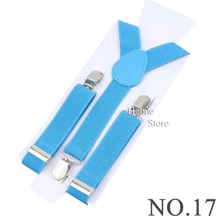 Hot Sale Suspender Bowtie Set For Men Boys Skyle Blue Royal Blue Navy Blue Elastic Adjustable Y-Back Braces Straps Accessory
