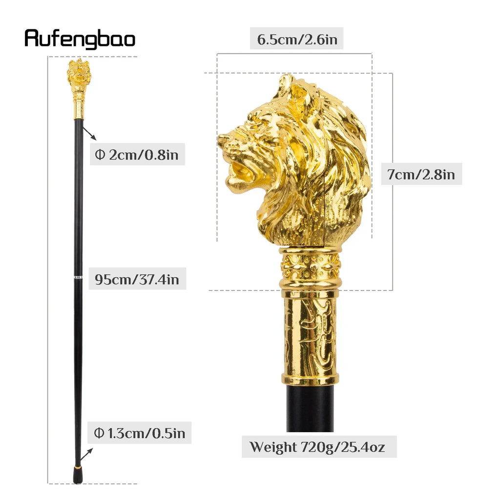 Golden Luxury Lion Head Handle Fashion Walking Stick for Party Decorative Walking Cane Elegant Crosier Knob Walking Stick 95cm