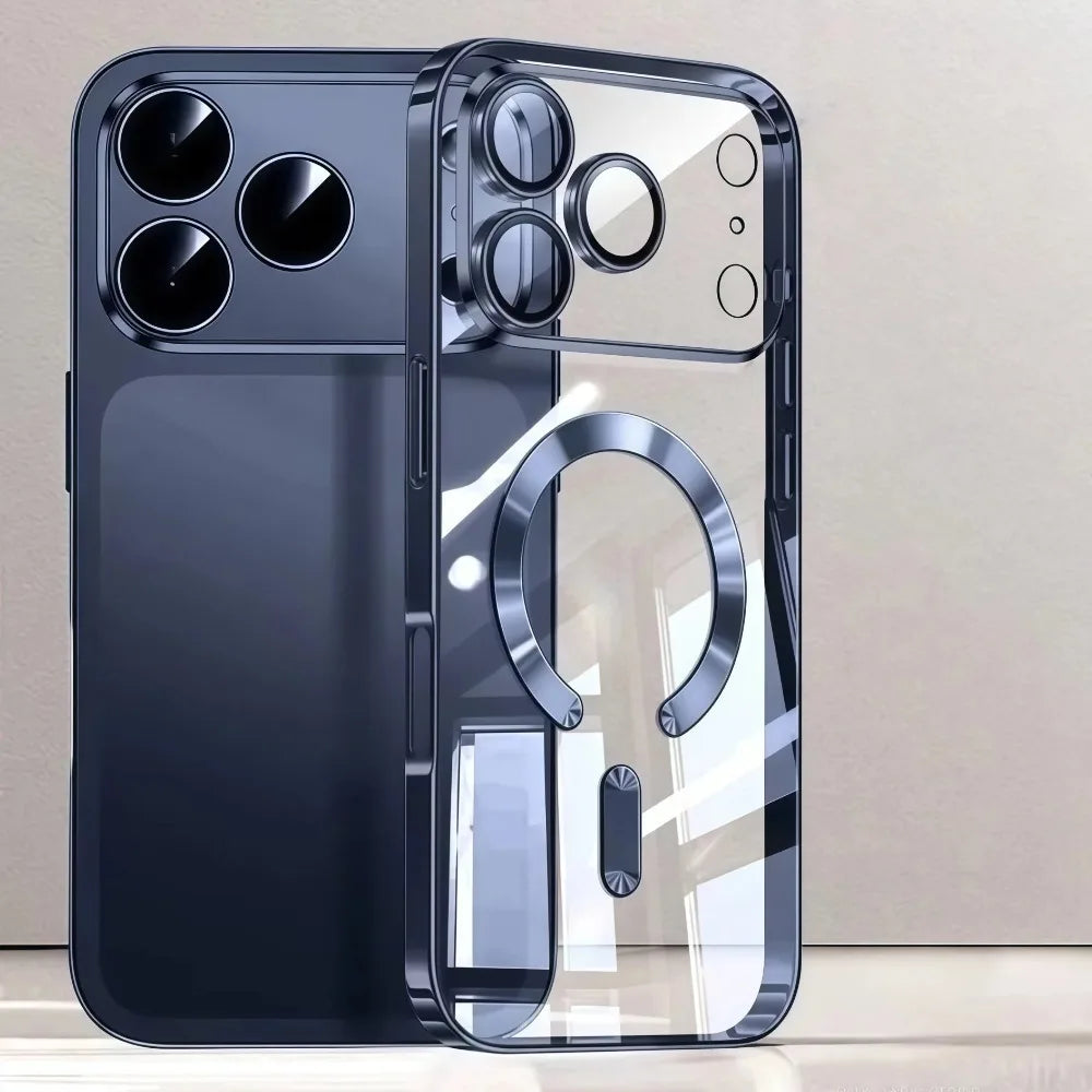 Luxury For Magsafe Magnetic Plating Phone Case For iPhone 17 Air Pro Max 17Pro Bumper Case For iPhone17 Pro Max Clear Back Cover