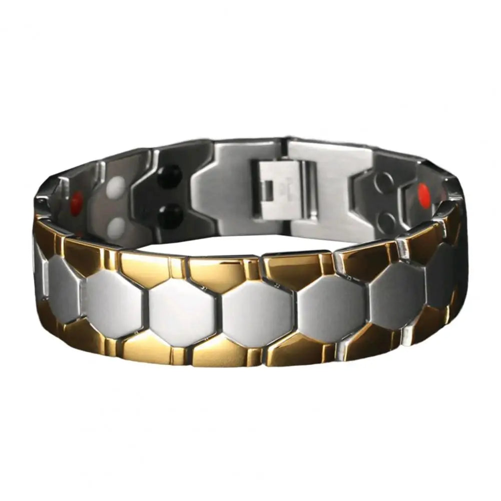Men Bracelet Magnetic Alloy Therapy Bracelet Hexagon Luster Sleek Link Bangles Detachable Therapy Bracelet Daily Jewelry Gift