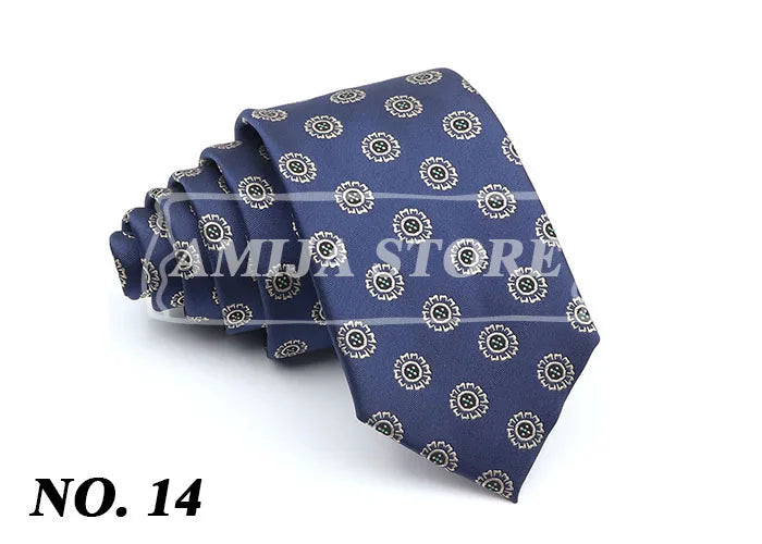 New Men's Casual 7CM Ties Classic Polyester Woven Party Neckties Fashion Burgundy Flower Man Neck Tie For Wedding Business Male