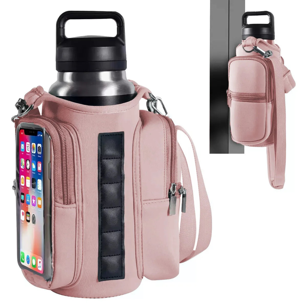 Magnetic Water Bottle Holder Gym Bag With Phone Pocket Hands Free Workout Carrier Adjustable Strap Fitness Accessories Workout