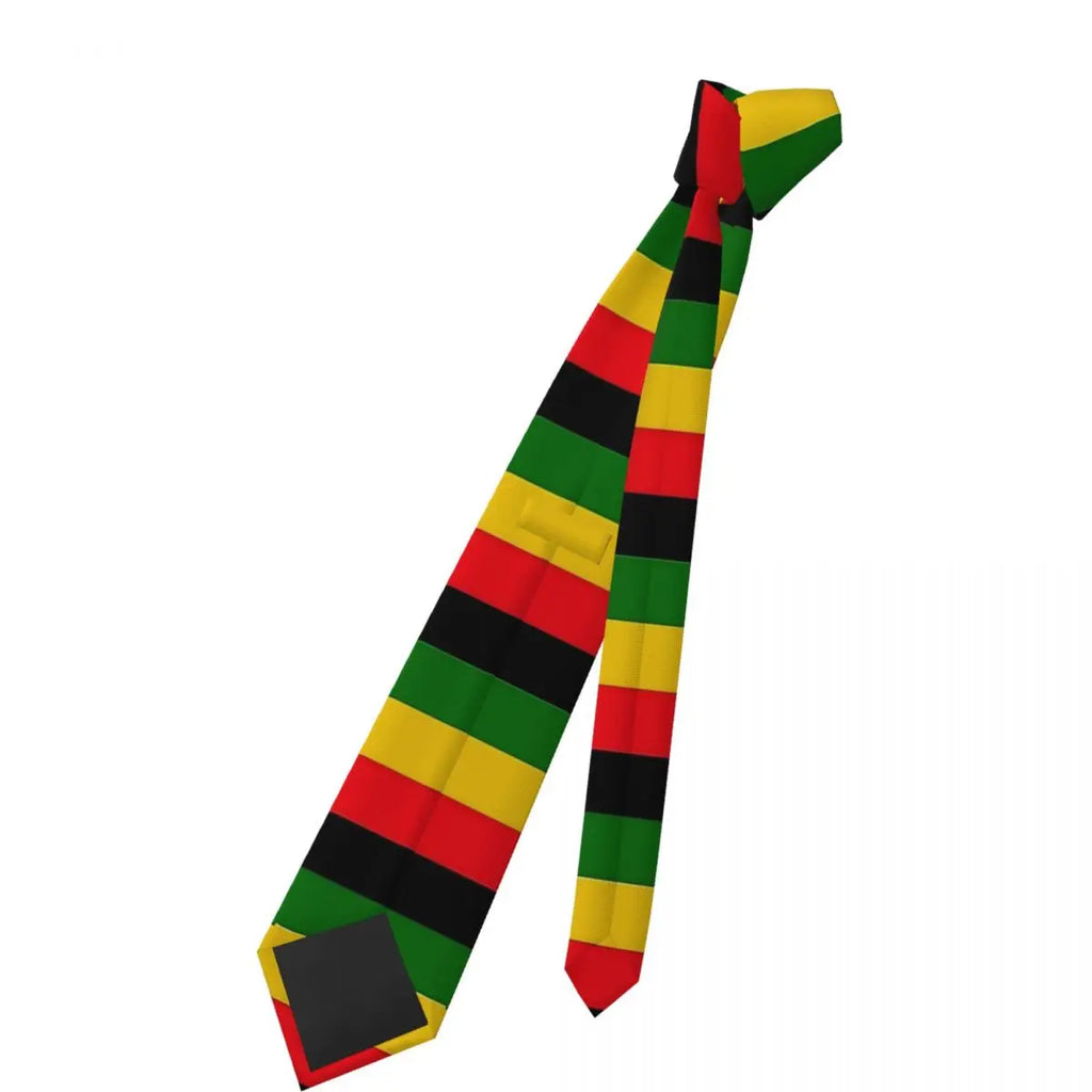 Jamaican Flag Tie green yellow red stripes Pattern Neck Ties Vintage Cool Collar Tie Adult Wedding Party Necktie Accessories