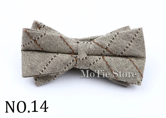 Cotton Double Layer Bowtie For Men Casual Bow Tie Adult Bow Ties Cravats Male Plaid Bow knot For Party Wedding Striped Butterfly