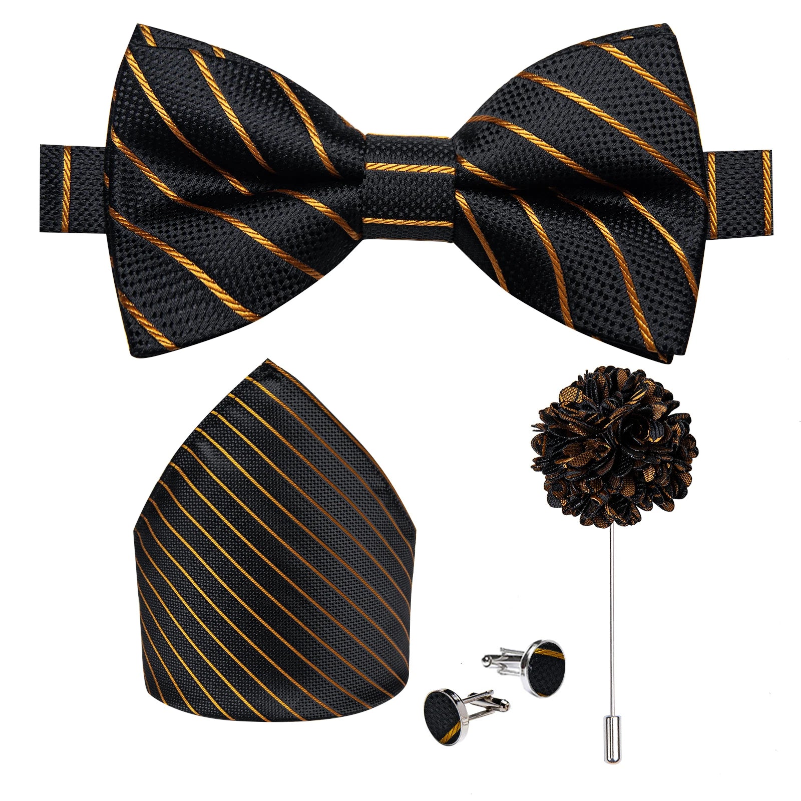 Wedding Bow Tie for Men Classic Red Pre-tied Bowtie Cufflinks Corsage Set for Party Butterfly Knot Gift Man Accessories
