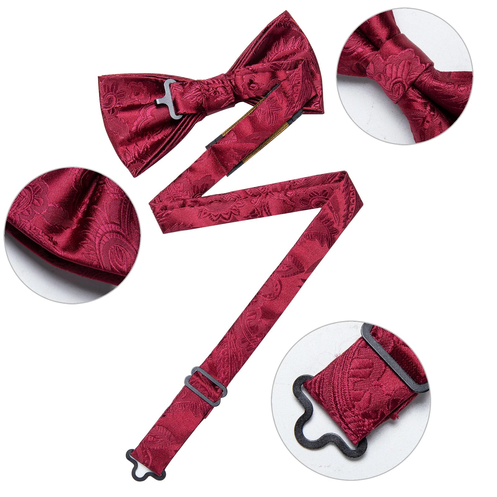 Wedding Bow Tie for Men Classic Red Pre-tied Bowtie Cufflinks Corsage Set for Party Butterfly Knot Gift Man Accessories