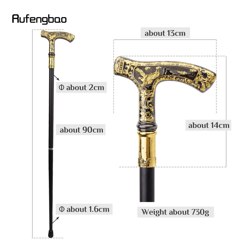 Gold Black Luxury Eagle Handle Walking Cane Fashion Decorative Walking Stick Gentleman Elegant Cosplay Cane Knob Crosier 90cm