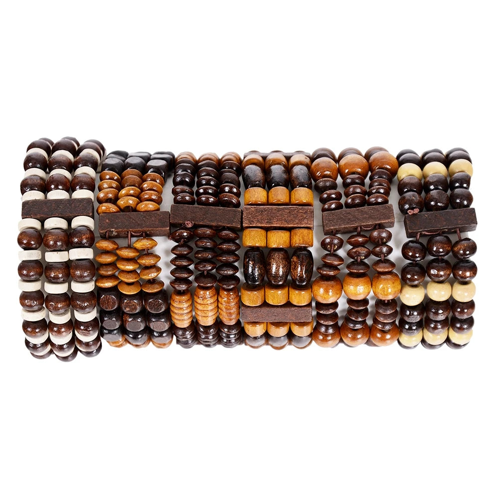 Prayer Bracelet Wooden Beads Multi Layer Tibetan Buddhist Buddha Bracelet Lucky Charm Wood pulsera hombre Men Women Yoga