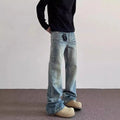 Hiphop Bootcut Jeans Mens Straight Wide-leg Pants New High Street Lightning Ripple Jeans Four Seasons Classic High Quality Pants