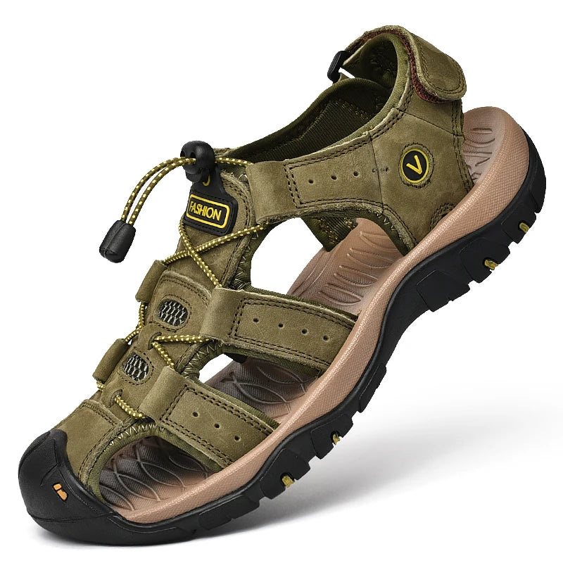 Summer Men Sandals Genuine Leather Men Casual Shoes Outdoor Men Leather Sandals for Men Beach Shoes Roman Men Shoes