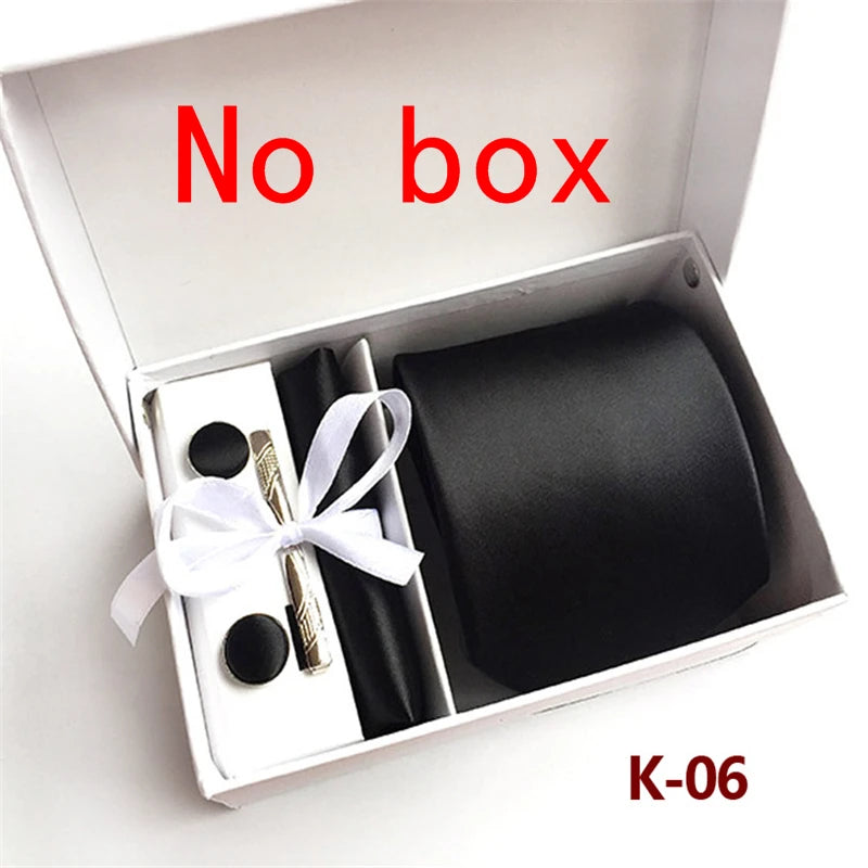 tie set for men gift box for men gravata luxury designer brand 8 cm Jacquard Necktie Pocket Square Clip cufflinks