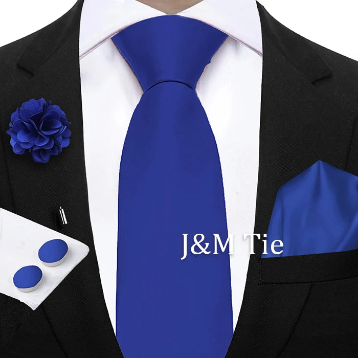 Women & Men Ties Solid NeckTie Pocket Square Brooch Set Men's Wedding Pink Blue Purple Tie Suit Accessories Fit Group Holiday Party