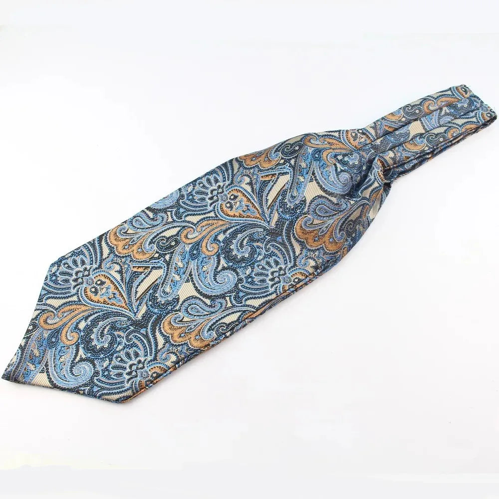 Polyester Cravat Pocket Square Set Formal Necktie Handkerchief Ascot Self Tie Polka Dot Paisley Design Gentleman Necktie Gifts