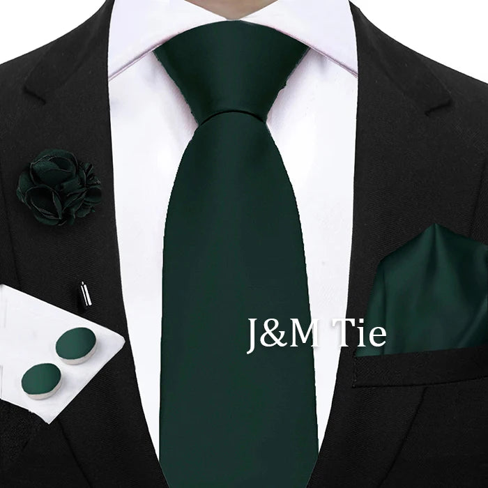 Women & Men Ties Solid NeckTie Pocket Square Brooch Set Men's Wedding Pink Blue Purple Tie Suit Accessories Fit Group Holiday Party
