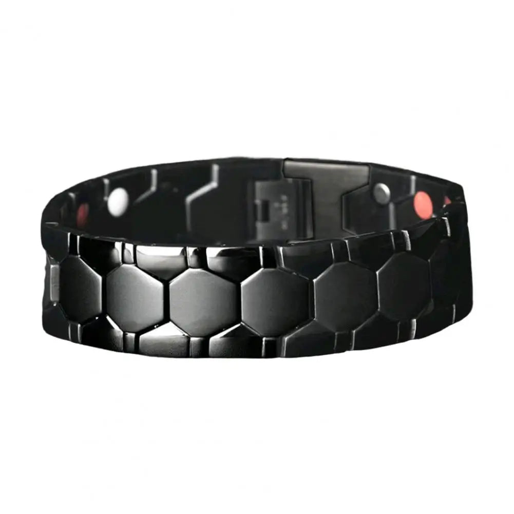 Men Bracelet Magnetic Alloy Therapy Bracelet Hexagon Luster Sleek Link Bangles Detachable Therapy Bracelet Daily Jewelry Gift