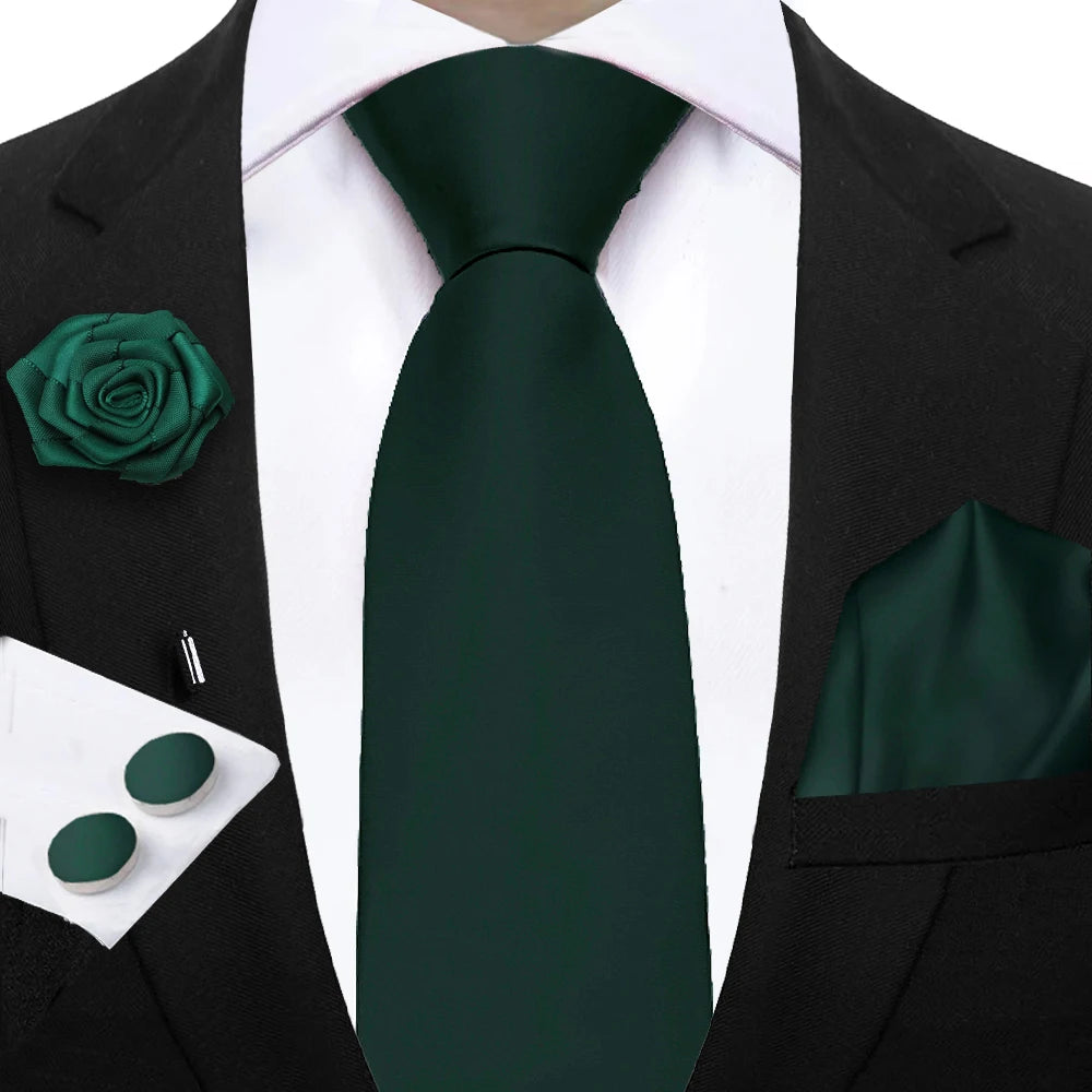 Women & Men Ties Solid NeckTie Pocket Square Brooch Set Men's Wedding Pink Blue Purple Tie Suit Accessories Fit Group Holiday Party