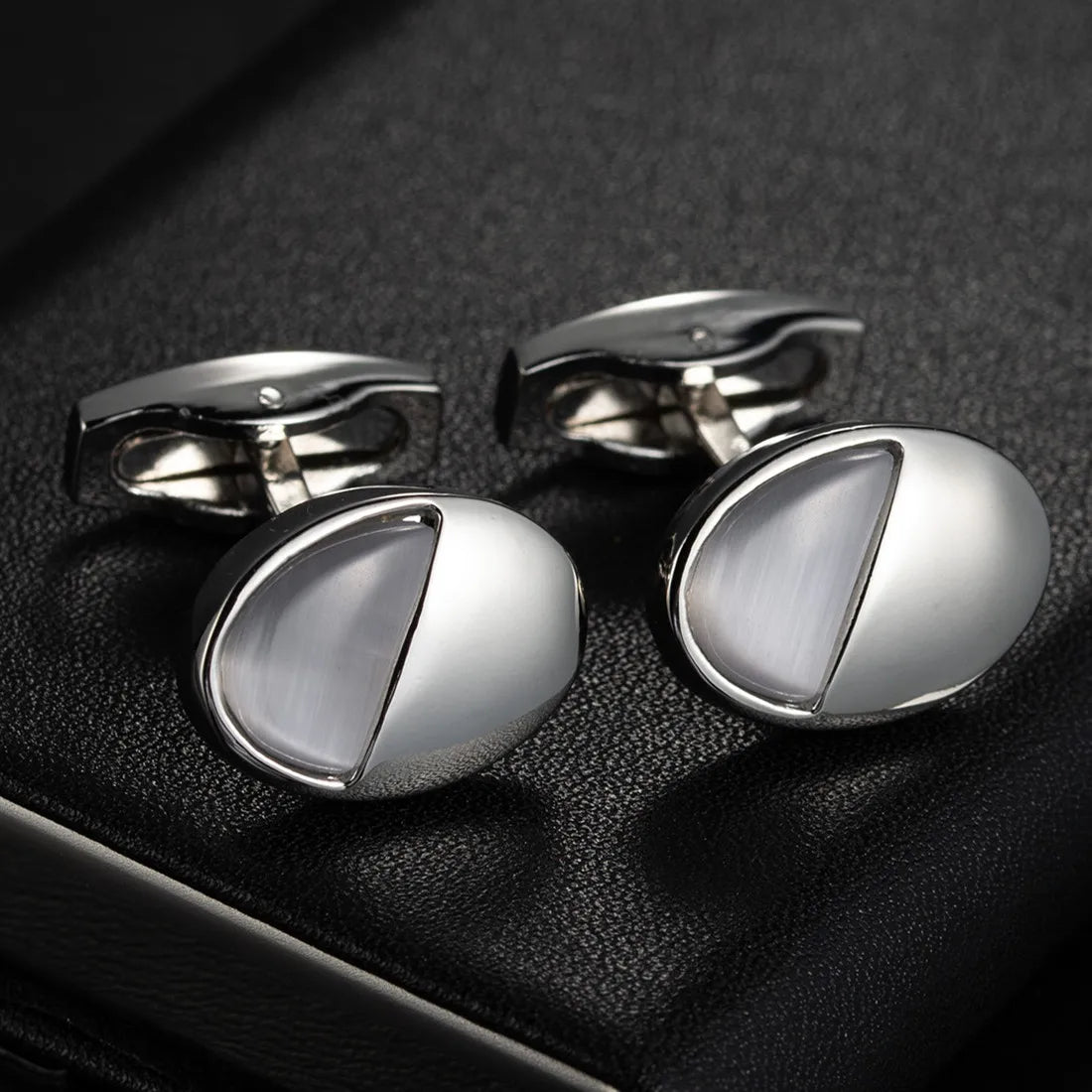 Round Cufflinks Mens For Business Shirt Wedding Party Men Cufflink Solid Cloth Rectangle Stripe Cuff links Accessories Wholesale