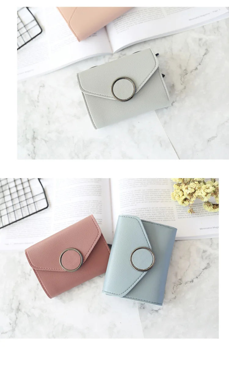 Wholesale Women Wallet Three Fold 0 Letter Lady Student Purse Cute Fashion Wallet Credit Card Bank Card Bus Card Purse Gifts