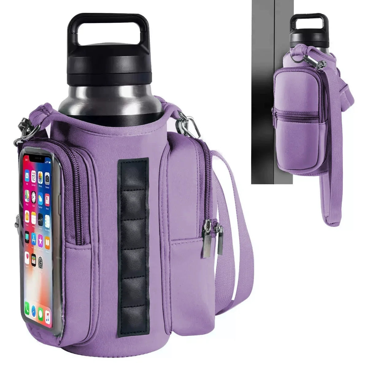 Magnetic Gym Water Bottle Bag with Strong Magnet Holder To Carry Phone Small Bottle and Essentials Attached To Metal Surfaces