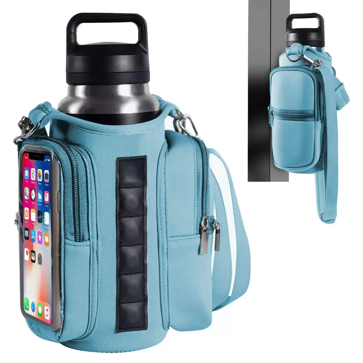 Magnetic Water Bottle Holder Gym Bag With Phone Pocket Hands Free Workout Carrier Adjustable Strap Fitness Accessories Workout