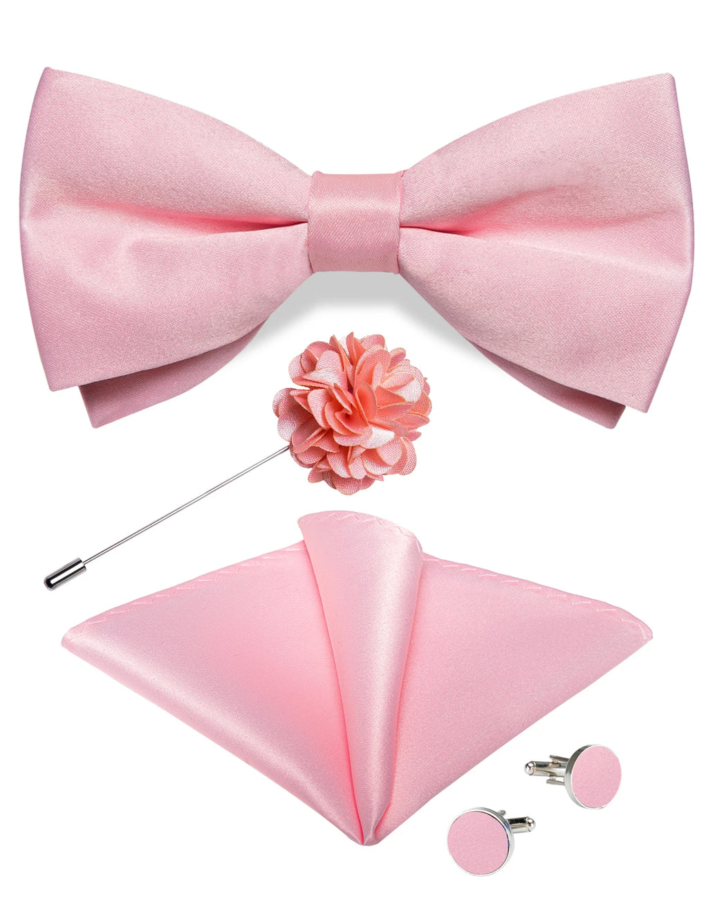 Wedding Bow Tie for Men Classic Red Pre-tied Bowtie Cufflinks Corsage Set for Party Butterfly Knot Gift Man Accessories