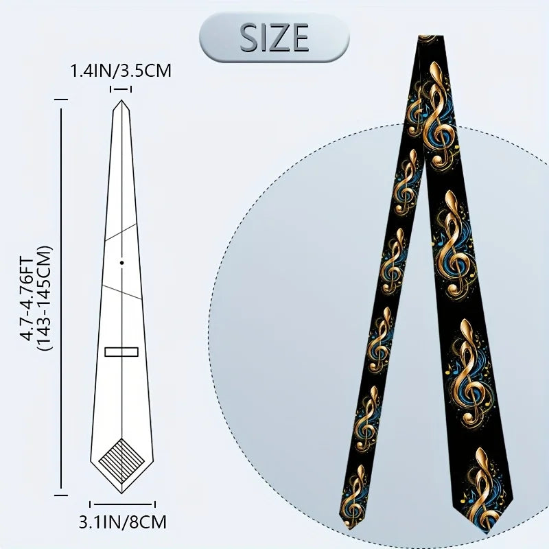 Musical Note Treble Clef Print Necktie Elegant Music Lover Gift for Birthdays Christmas Gifts Valentine'S Day Stylish Tie