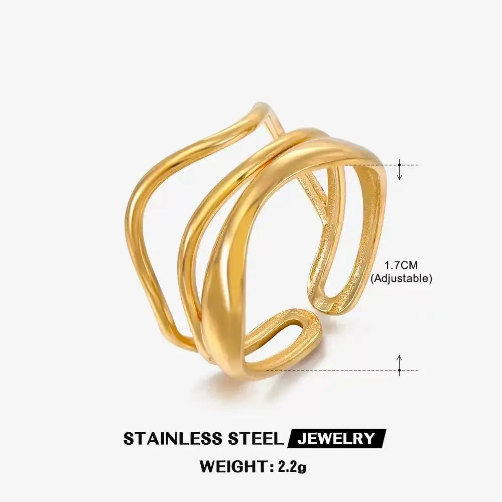 High End Waterproof Hollow Stainless Steel Finger Ring Trendy for Women Personalize Jewelry Wholesale