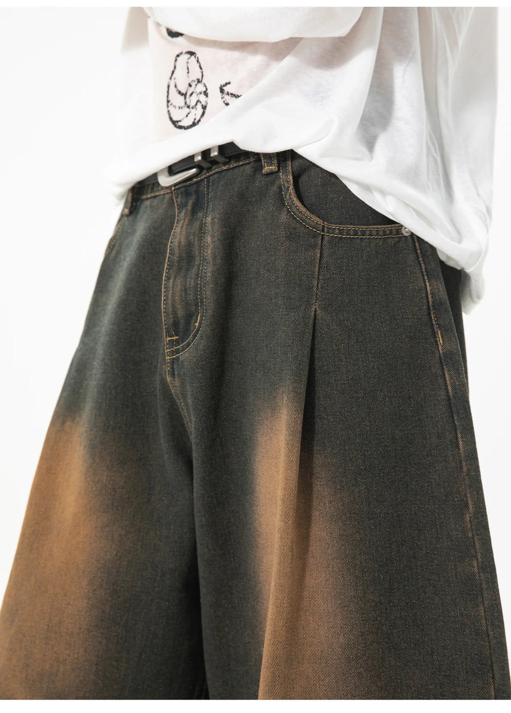 Straight Seven-point Jeans Men's 2026 Summer Washed Old Retro Texture Loose Casual