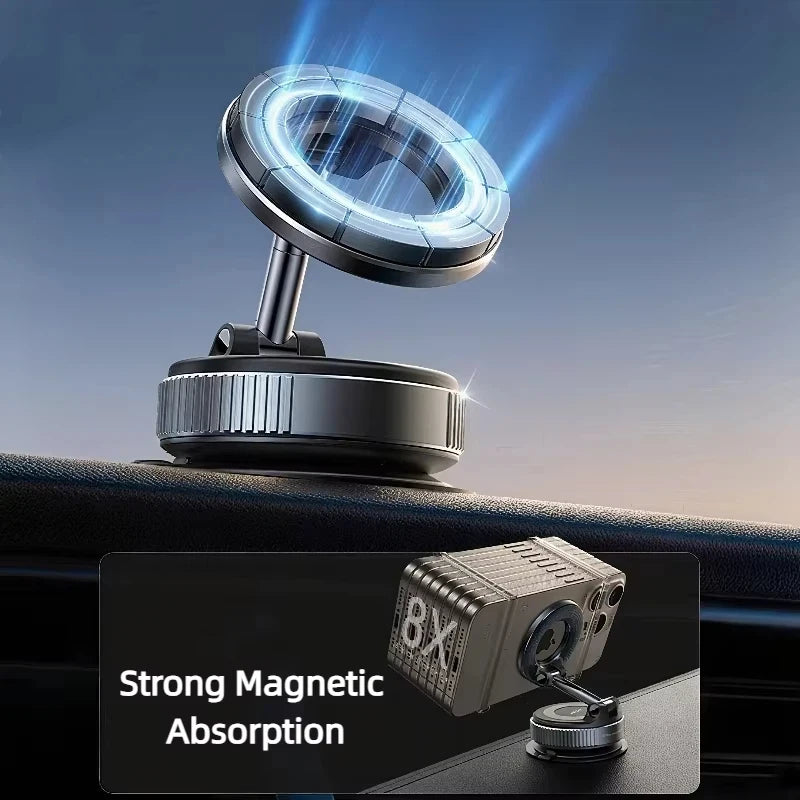 Rotating Folding Magnetic Phone Holder Vacuum Suction Mag Stand for Car Navigation Gym Kitchen - Universal GPS Streaming Bracket
