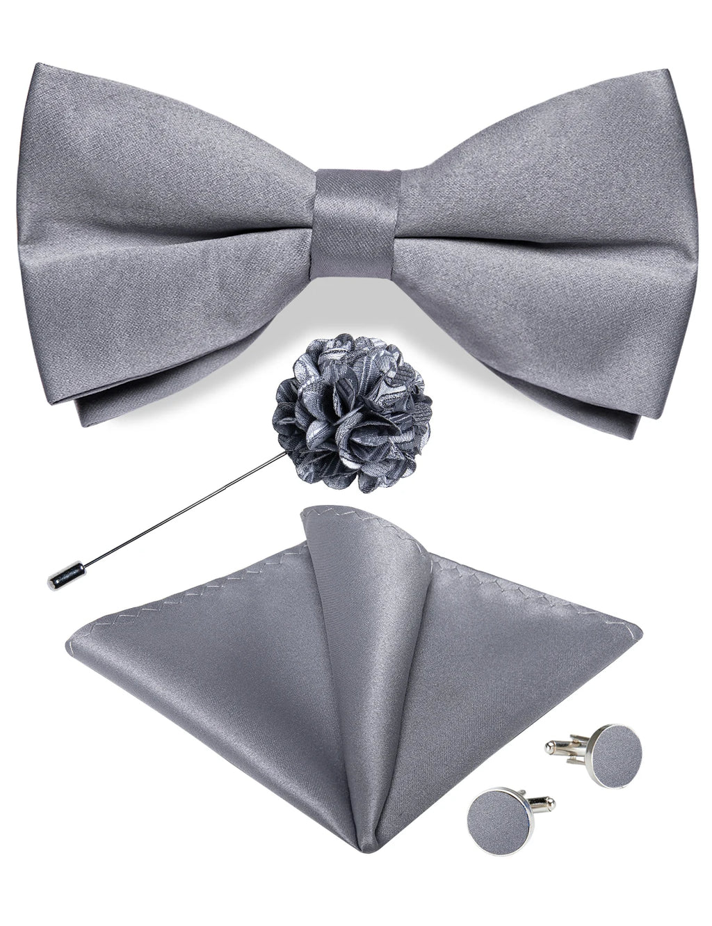 Wedding Bow Tie for Men Classic Red Pre-tied Bowtie Cufflinks Corsage Set for Party Butterfly Knot Gift Man Accessories