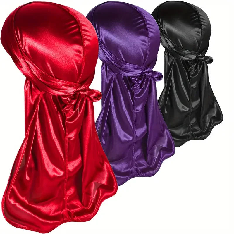 3pcs/Set Durag Silky Durags Pack for Men 360 Waves Men'S Bandana Satin Durag
