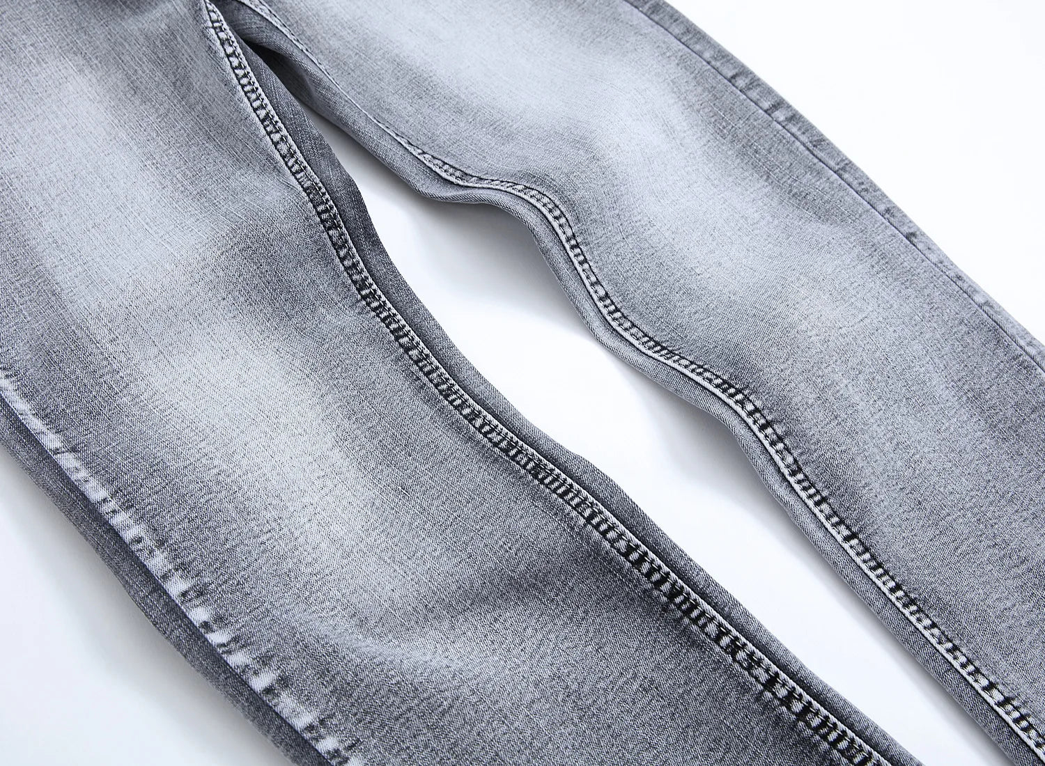 New 2026 Men's Grey Jeans Pants Fashion Casual Slim Fit Small Feet Long Pants Trend Versatile Stretch Denim Trousers for Men