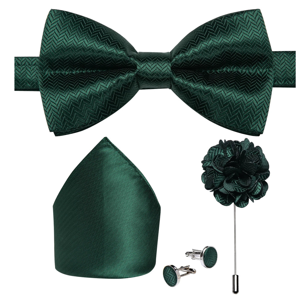 Wedding Bow Tie for Men Classic Red Pre-tied Bowtie Cufflinks Corsage Set for Party Butterfly Knot Gift Man Accessories