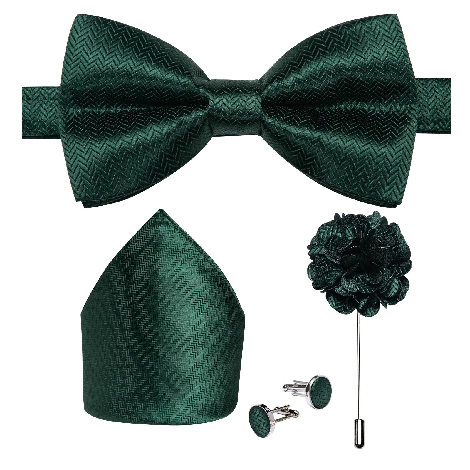 Wedding Bow Tie for Men Classic Red Pre-tied Bowtie Cufflinks Corsage Set for Party Butterfly Knot Gift Man Accessories