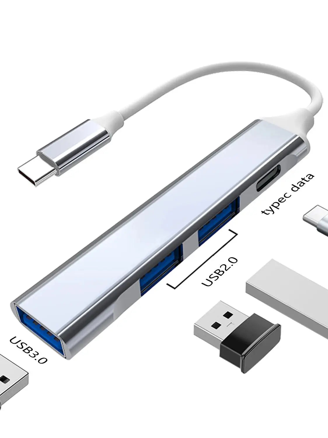 USB C Hub USB Hub 3.0 Type C Docking Station Aluminum 4-in-1 USB Expander, with 3 USB Ports and 1 USB C Port USB Distributor