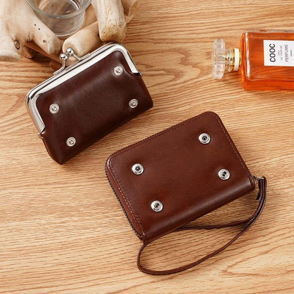 Women's Wallet Fashionableand Minimalist Wrist Strap Short Zero Wallet RetroVersatile LargeCapacity Multi Card Pocket Money Clip