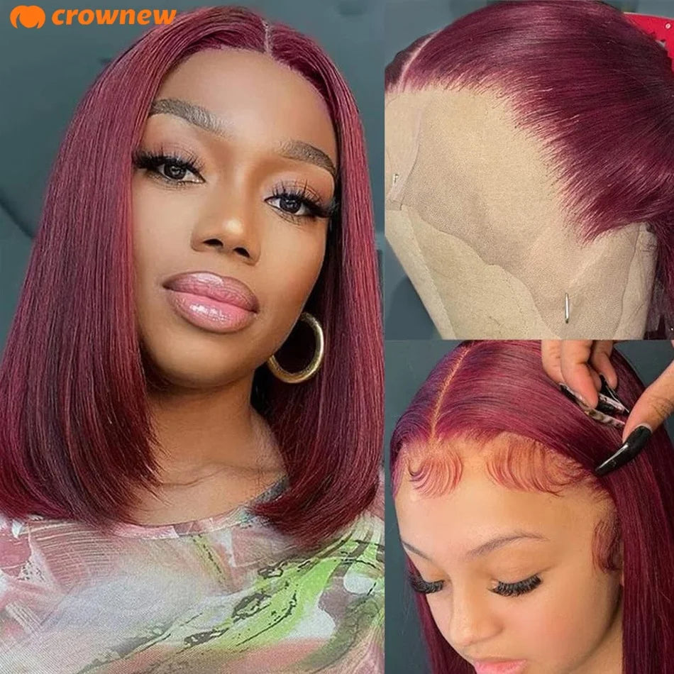 Ginger Human Hair Wig #350 Colored Straight Bob Hair Wig Human Hair 13X4 Hd Lace Frontal Wigs Preplucked 100% Human Hair Wig