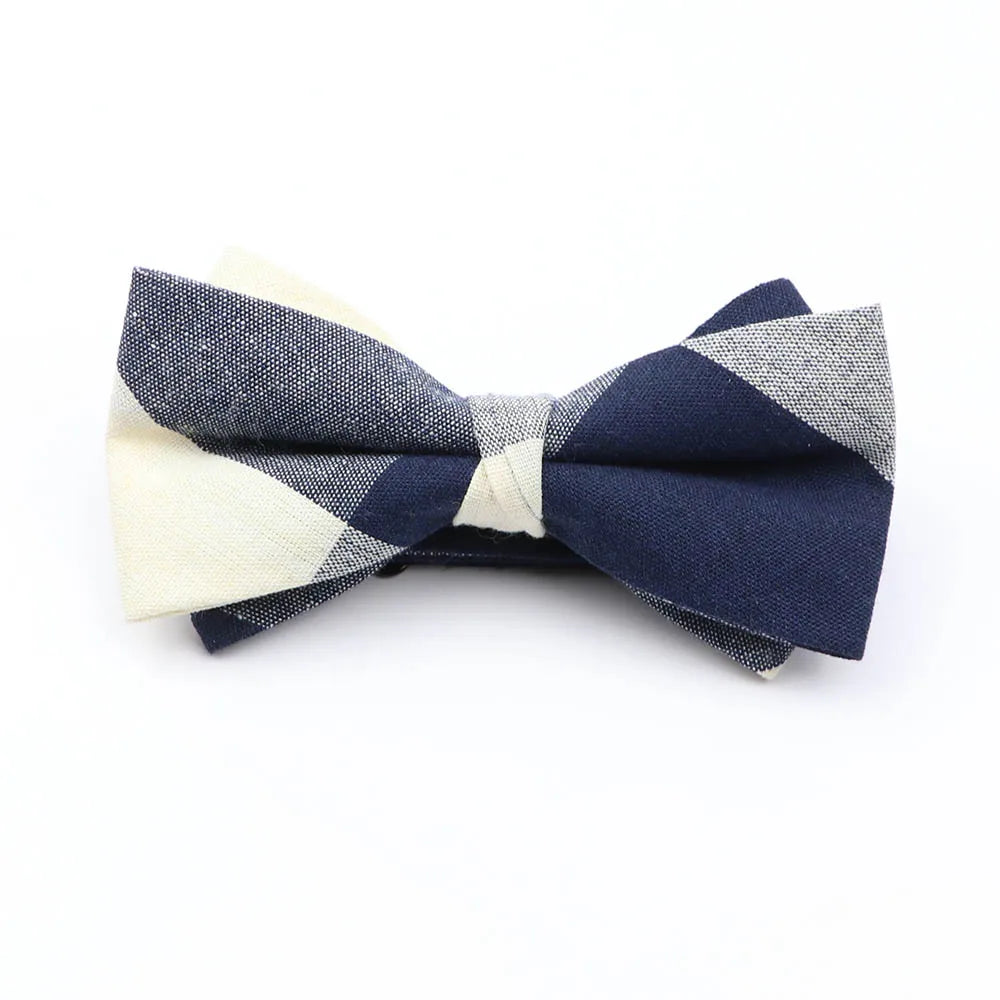 Cotton Double Layer Bowtie For Men Casual Bow Tie Adult Bow Ties Cravats Male Plaid Bow knot For Party Wedding Striped Butterfly