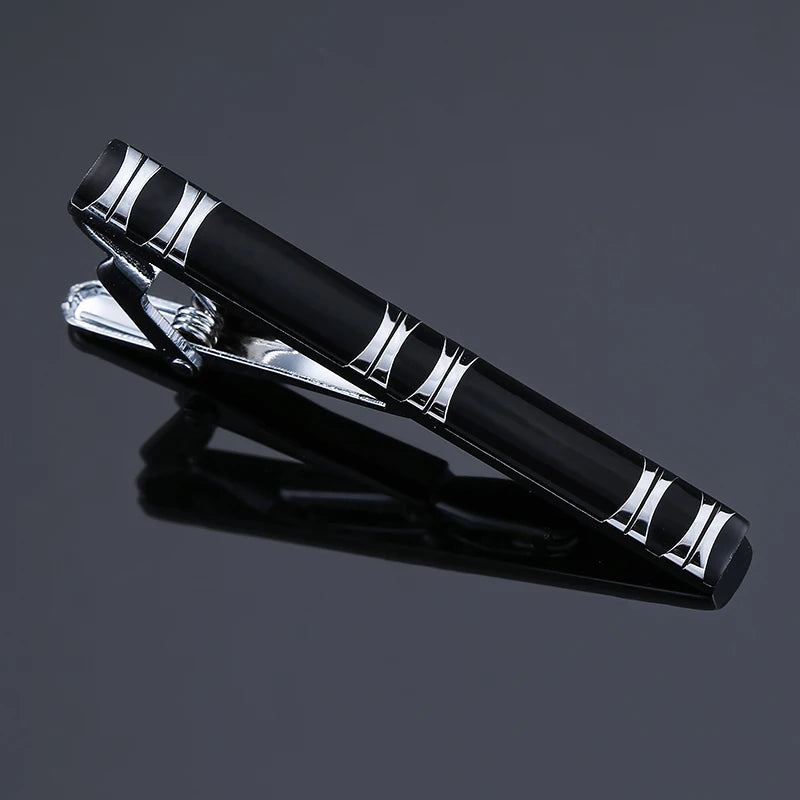 Fashionable men's tie clip high-quality metal Classic black line enamel clip business wedding suit accessories jewelry gifts