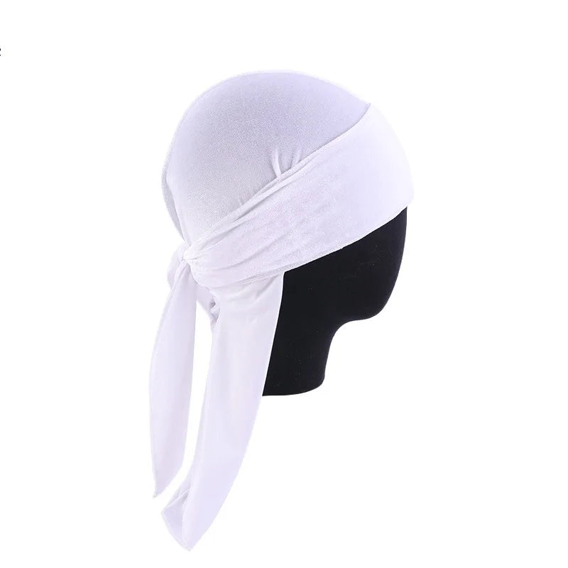 New Unisex Velvet Durags Bandana Turban Hat Men Women Breathable Warm Long Tail Doo Rag Durags Pirate Hat Hip Hop Headband