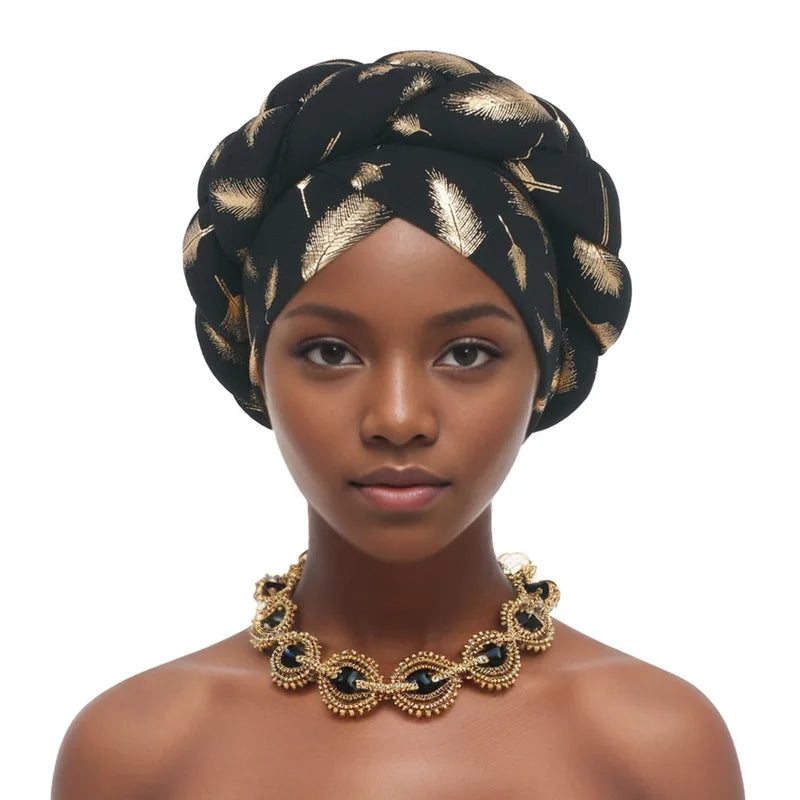 African Headtie Turban Fashion Summer Autumn African Solid Color Hats Women Head Wraps for Wedding Party Evening Outfits Hijab