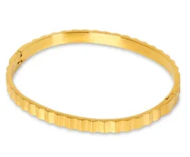 Beads Punk Gold Plated Thick Textured Open Bracelet Bangle for Women Men Trendy Stainless Steel Metal Bracelets